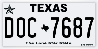 TX license plate DOC7687