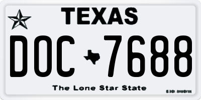 TX license plate DOC7688