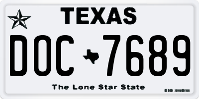 TX license plate DOC7689
