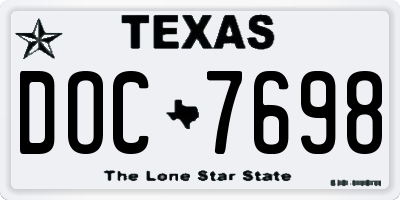 TX license plate DOC7698