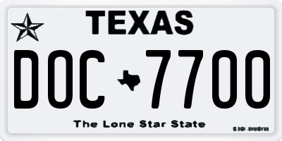 TX license plate DOC7700