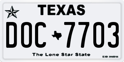 TX license plate DOC7703