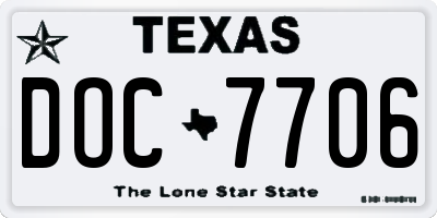 TX license plate DOC7706