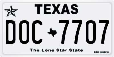 TX license plate DOC7707