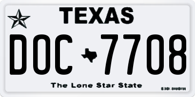 TX license plate DOC7708