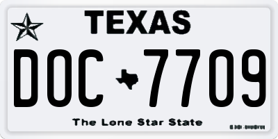 TX license plate DOC7709