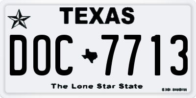 TX license plate DOC7713
