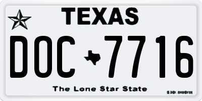 TX license plate DOC7716