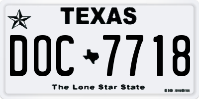 TX license plate DOC7718