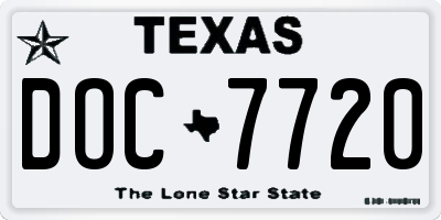TX license plate DOC7720