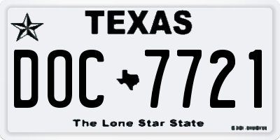 TX license plate DOC7721