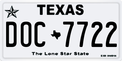 TX license plate DOC7722
