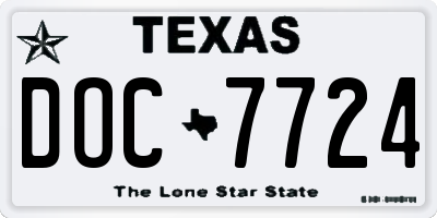 TX license plate DOC7724