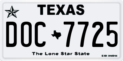 TX license plate DOC7725