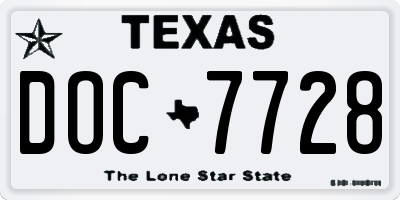 TX license plate DOC7728