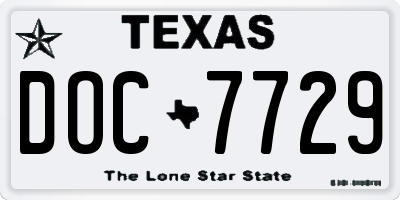 TX license plate DOC7729