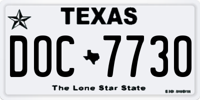 TX license plate DOC7730