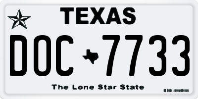 TX license plate DOC7733