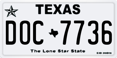 TX license plate DOC7736