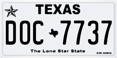 TX license plate DOC7737
