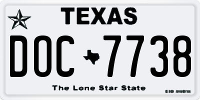 TX license plate DOC7738