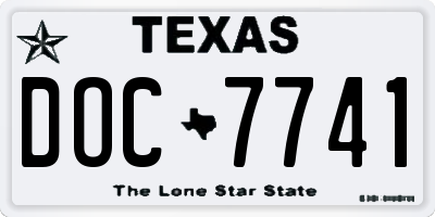 TX license plate DOC7741