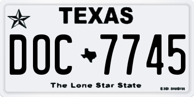 TX license plate DOC7745