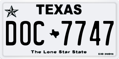 TX license plate DOC7747