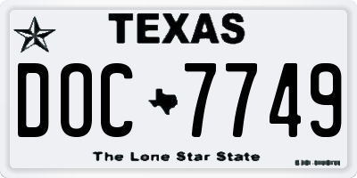 TX license plate DOC7749