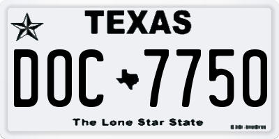 TX license plate DOC7750