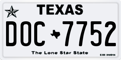 TX license plate DOC7752