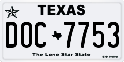 TX license plate DOC7753