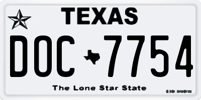 TX license plate DOC7754