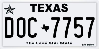 TX license plate DOC7757