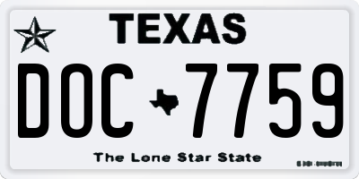 TX license plate DOC7759