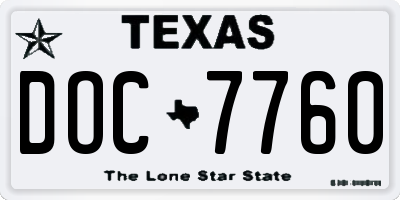 TX license plate DOC7760