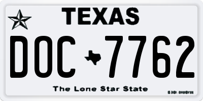 TX license plate DOC7762