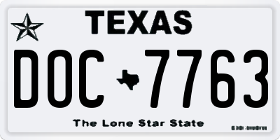 TX license plate DOC7763