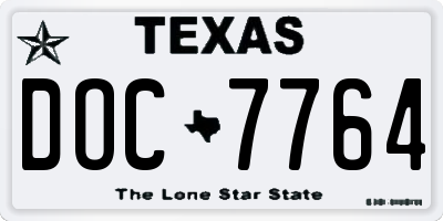 TX license plate DOC7764
