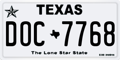 TX license plate DOC7768