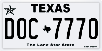 TX license plate DOC7770
