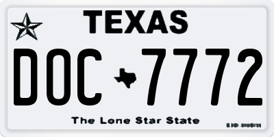 TX license plate DOC7772