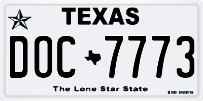 TX license plate DOC7773