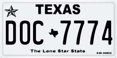TX license plate DOC7774