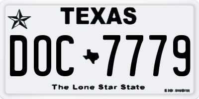 TX license plate DOC7779