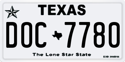 TX license plate DOC7780