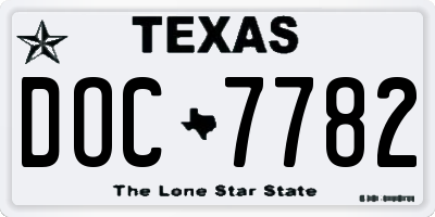 TX license plate DOC7782