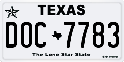 TX license plate DOC7783