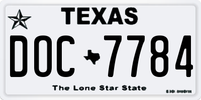 TX license plate DOC7784