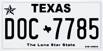 TX license plate DOC7785